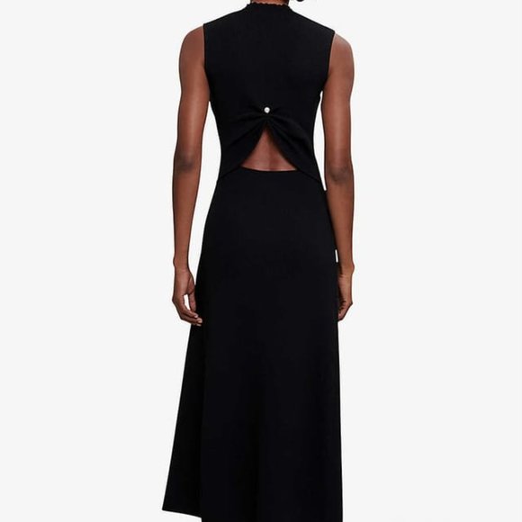 Maje repose faux pearl-embellished ribbed stretch-knit midi dress - Picture 1 of 3